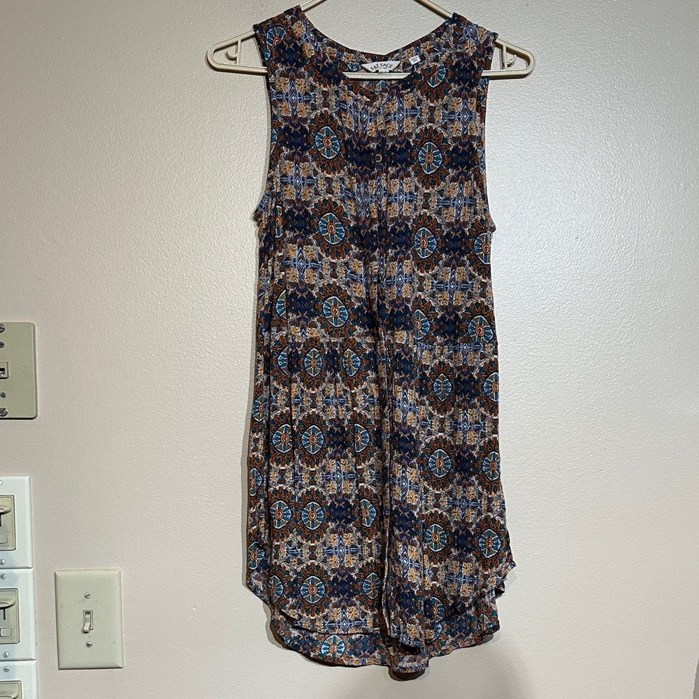 Fat Face Blue and Brown Patterned Tank Top